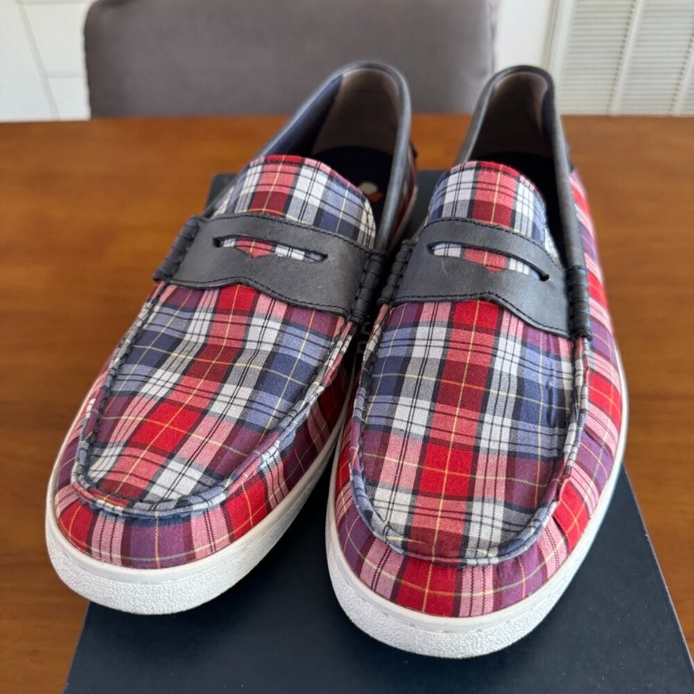 Cole Haan Men's Nantucket Slip-On penny loafer Plaid red & blue